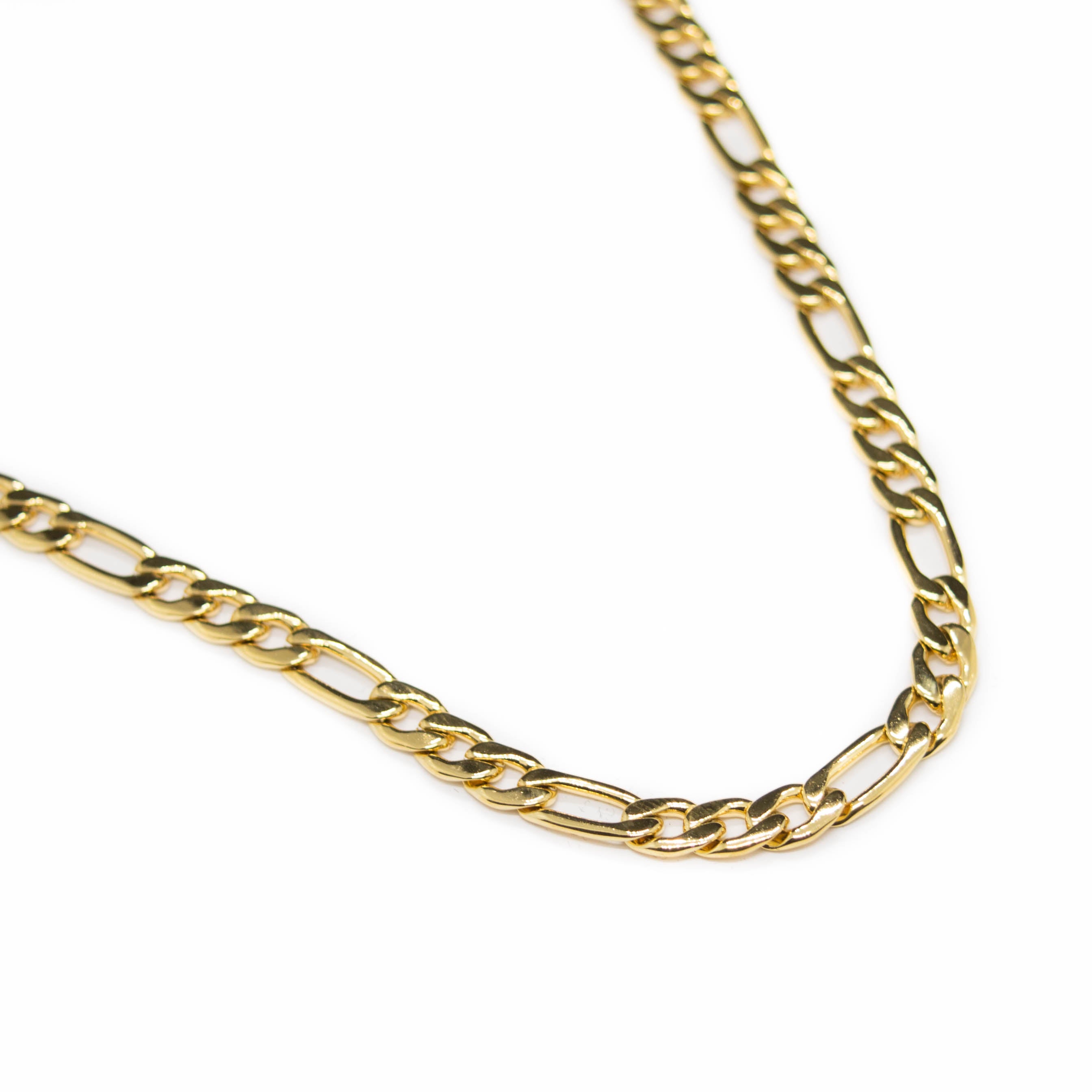Chaine classic de maille figaro en acier inoxydable plaqué or.